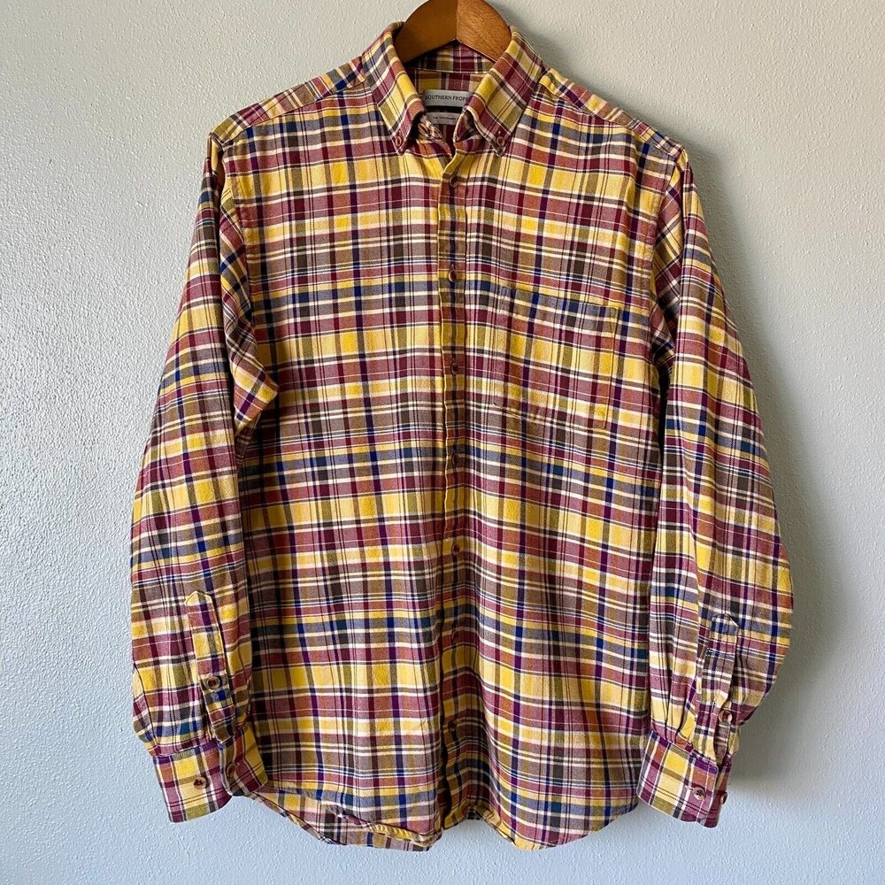 Southern Proper Men's Yellow & Red Plaid The Traditional Fit Flannel - Small